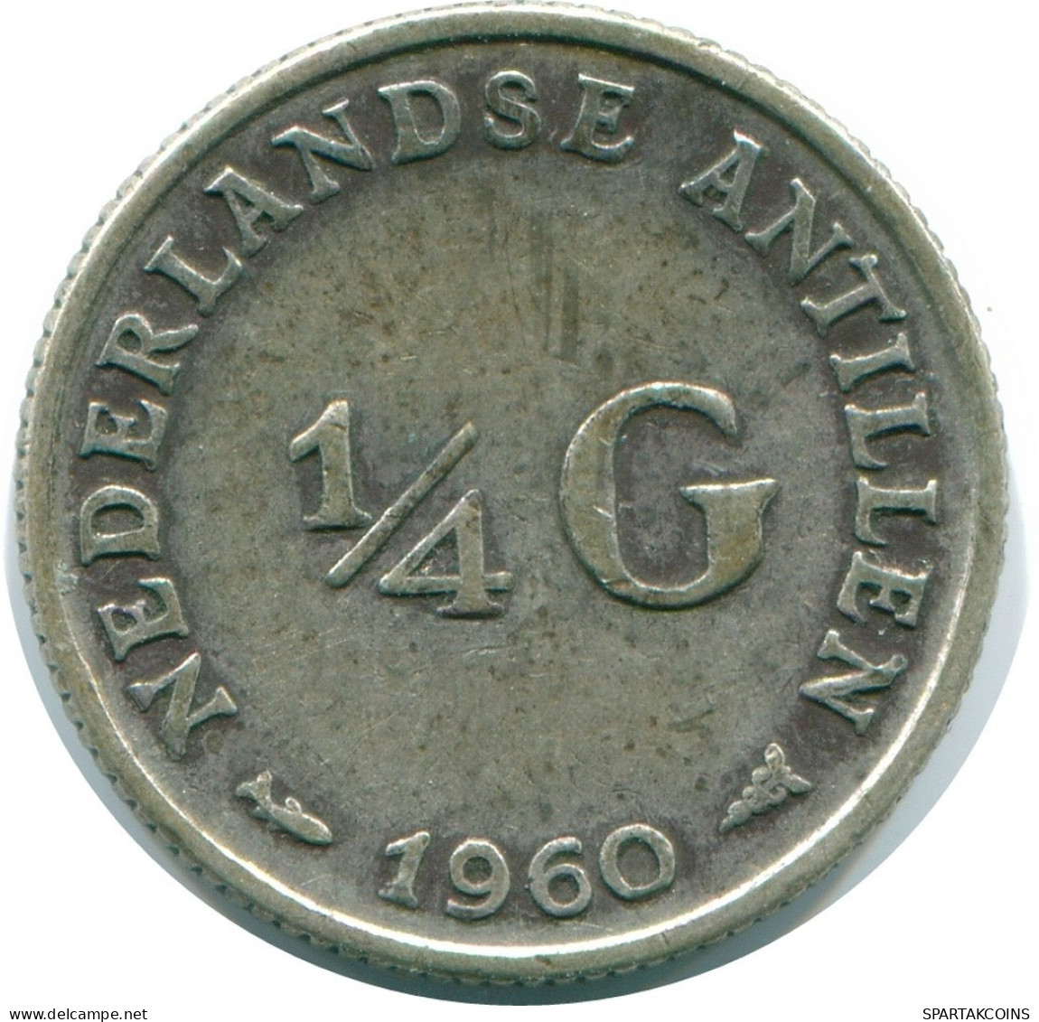 1/4 GULDEN 1960 ANTILLAS NEERLANDESAS PLATA Colonial Moneda #NL11093.4.E.A - Antilles Néerlandaises