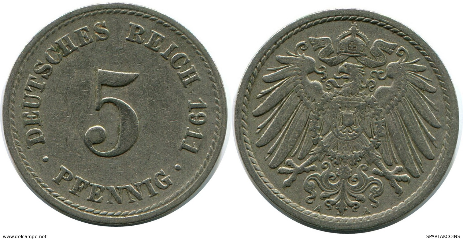 5 PFENNIG 1911 A ALLEMAGNE Pièce GERMANY #DB157.F.A - 5 Pfennig