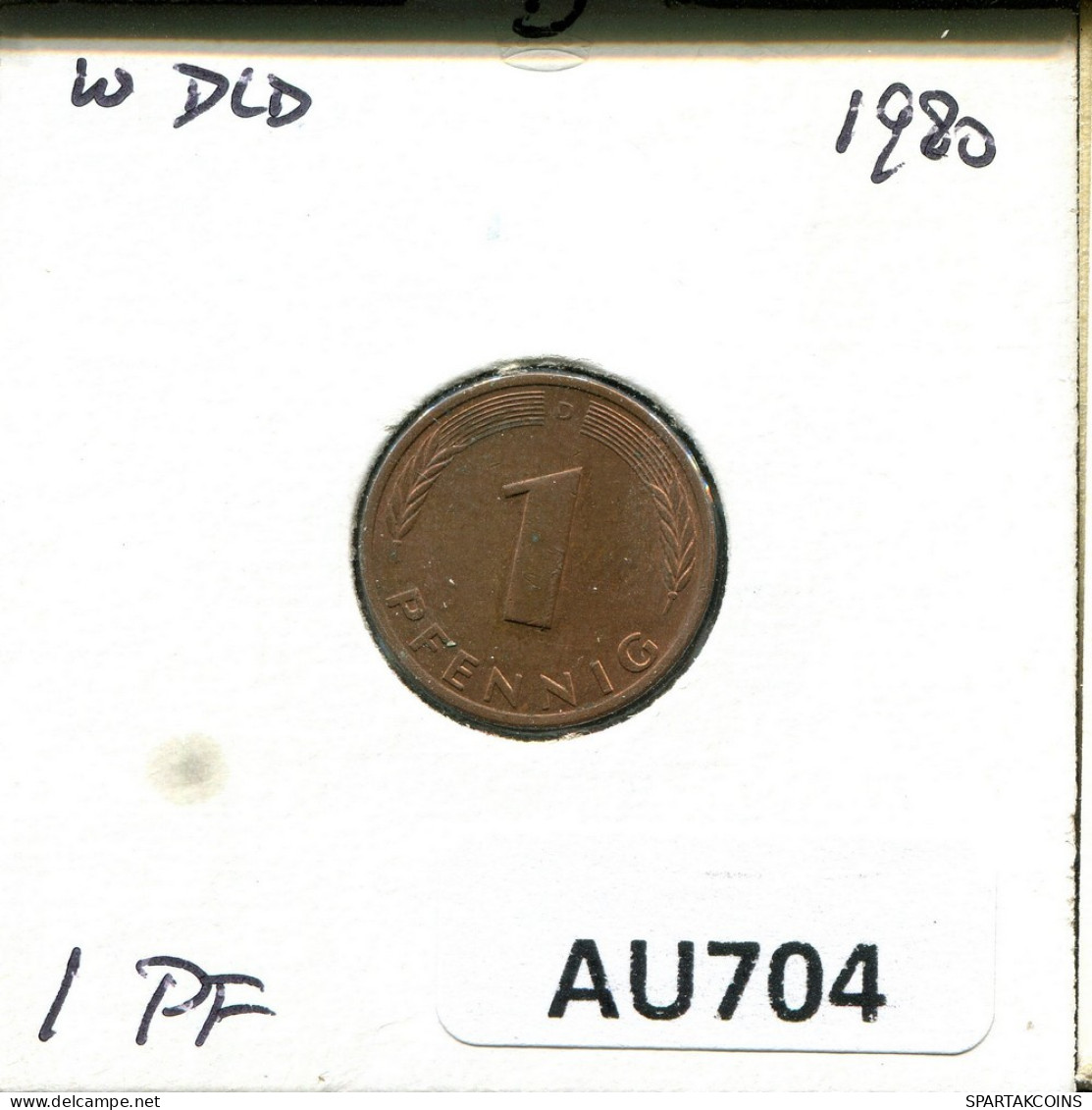 1 PFENNIG 1980 D BRD ALEMANIA Moneda GERMANY #AU704.E.A - 1 Pfennig