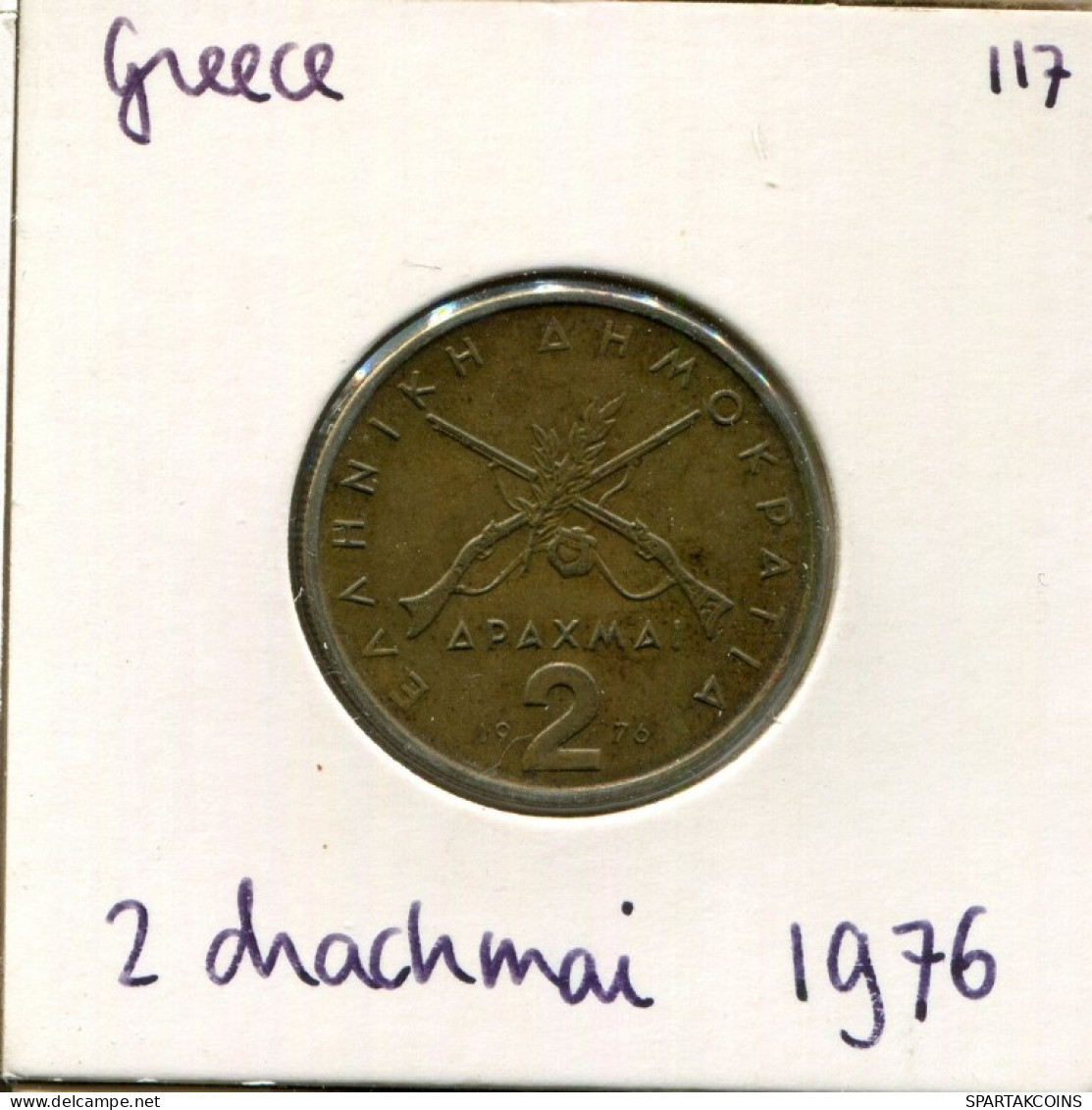 2 DRACHMES 1976 GREECE Coin #AK371.U.A - Griechenland