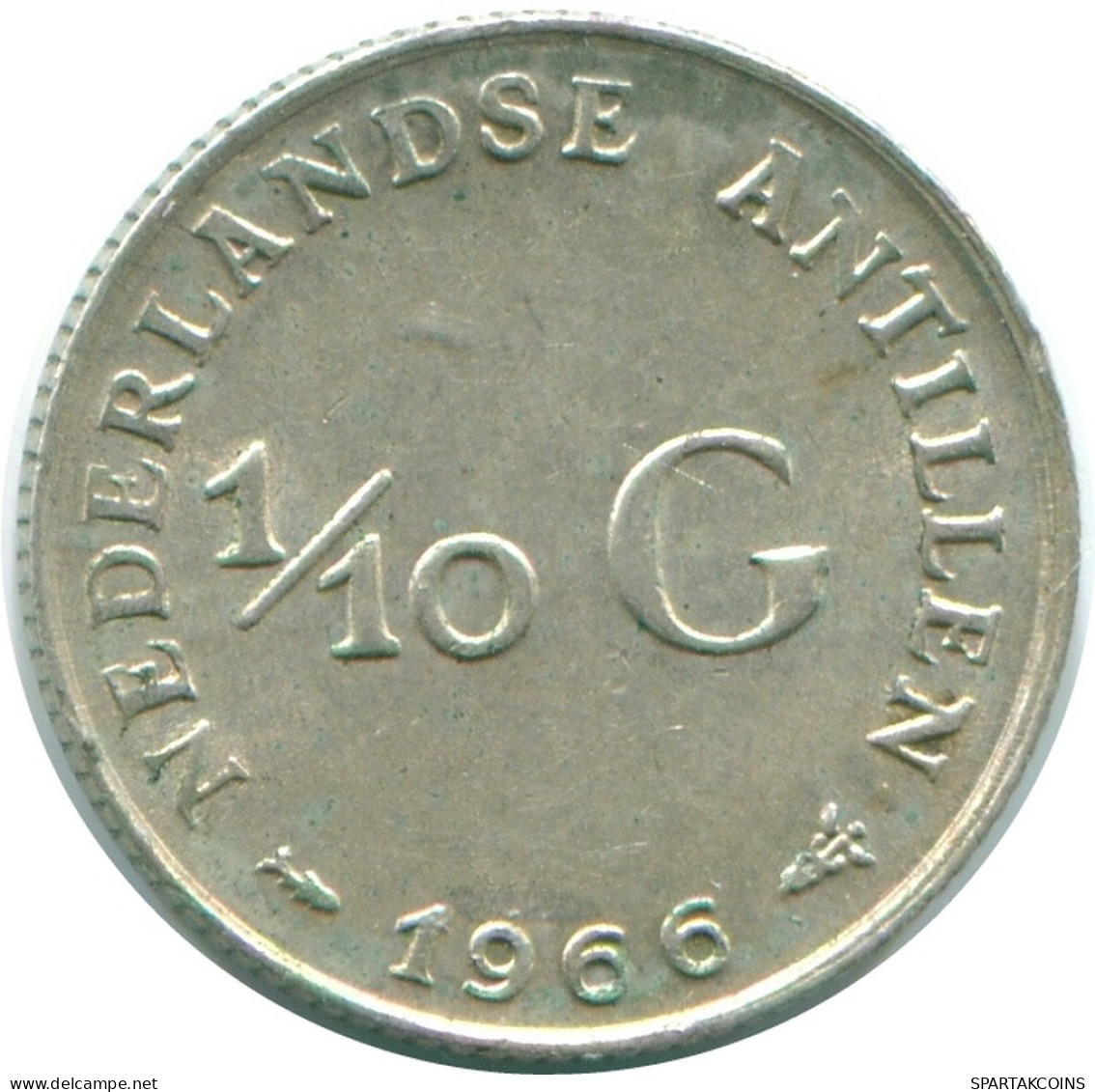 1/10 GULDEN 1966 ANTILLAS NEERLANDESAS PLATA Colonial Moneda #NL12745.3.E.A - Antilles Néerlandaises
