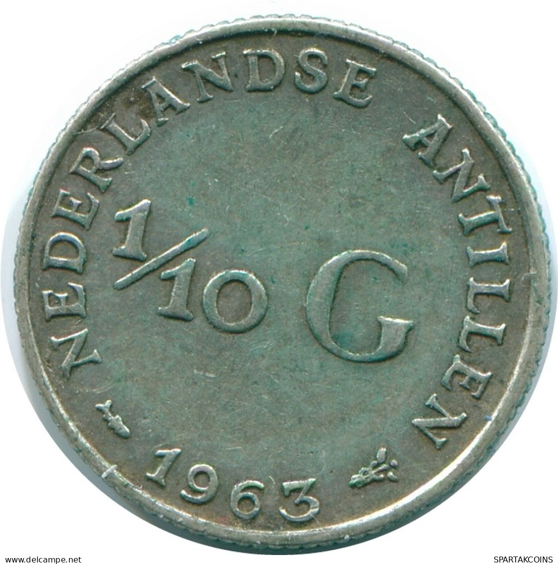 1/10 GULDEN 1963 ANTILLES NÉERLANDAISES ARGENT Colonial Pièce #NL12548.3.F.A - Antilles Néerlandaises