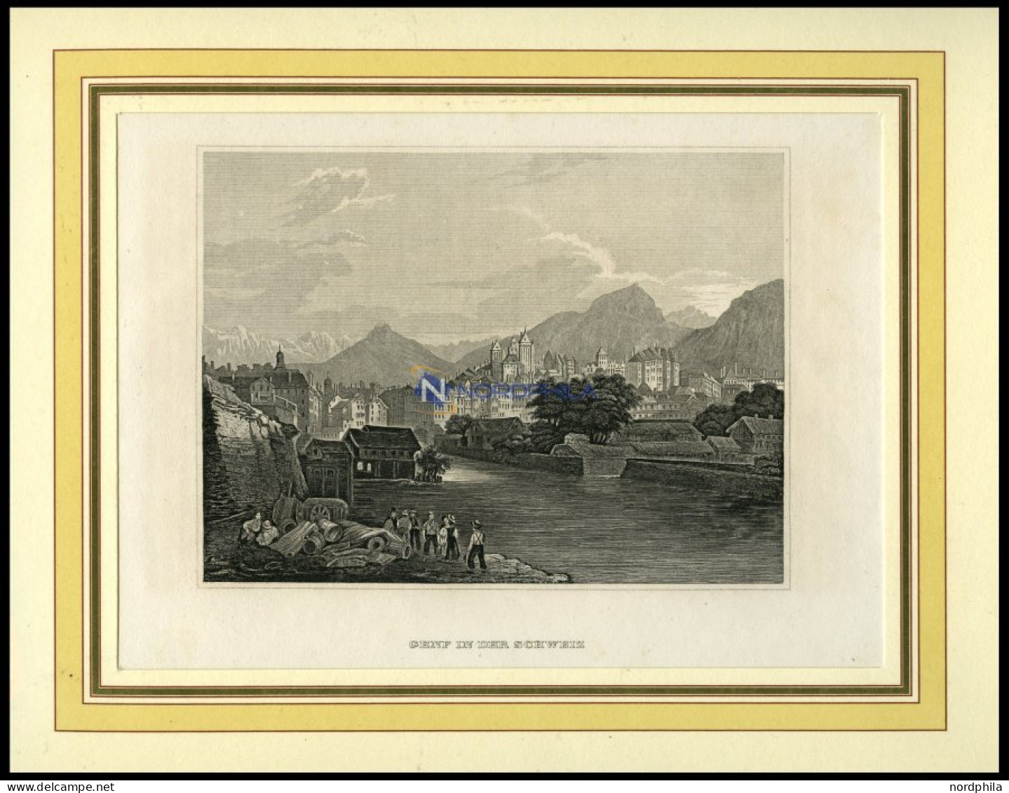 GENF, Gesamtansicht, Stahlstich Von B.I. Um 1860 - Lithographien