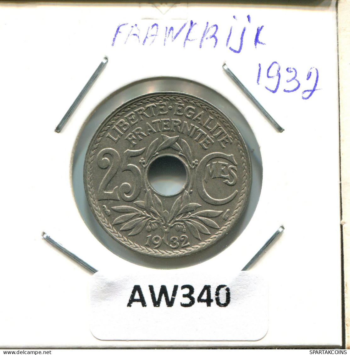25 FRANCS 1932 FRANKREICH FRANCE Französisch Münze #AW340.D.A - 25 Centimes