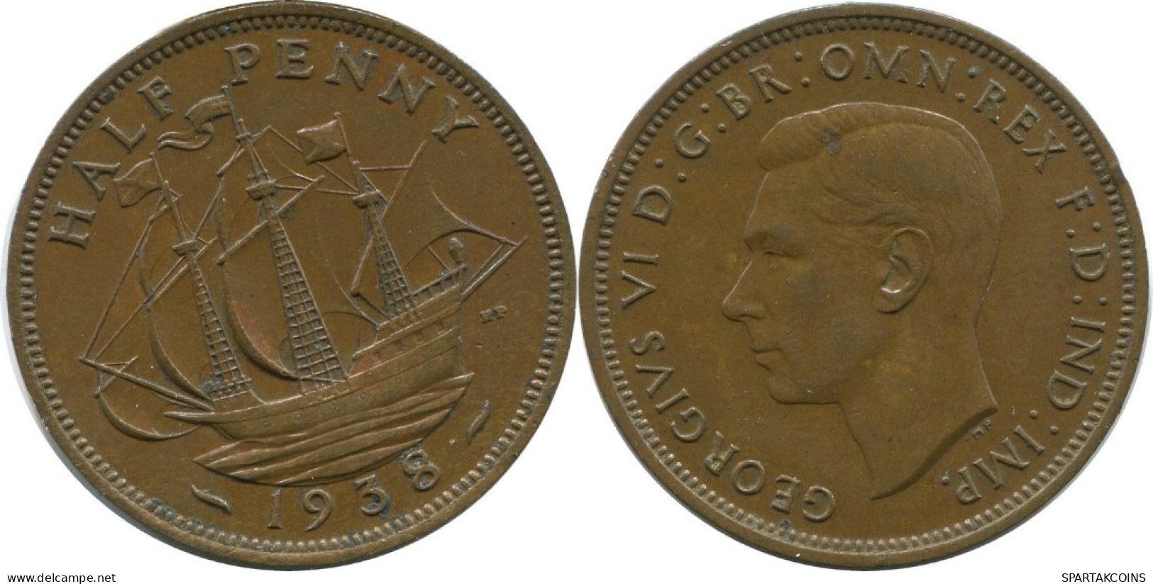 HALF PENNY 1938 UK GBAN BRETAÑA GREAT BRITAIN Moneda #AG813.1.E.A - C. 1/2 Penny