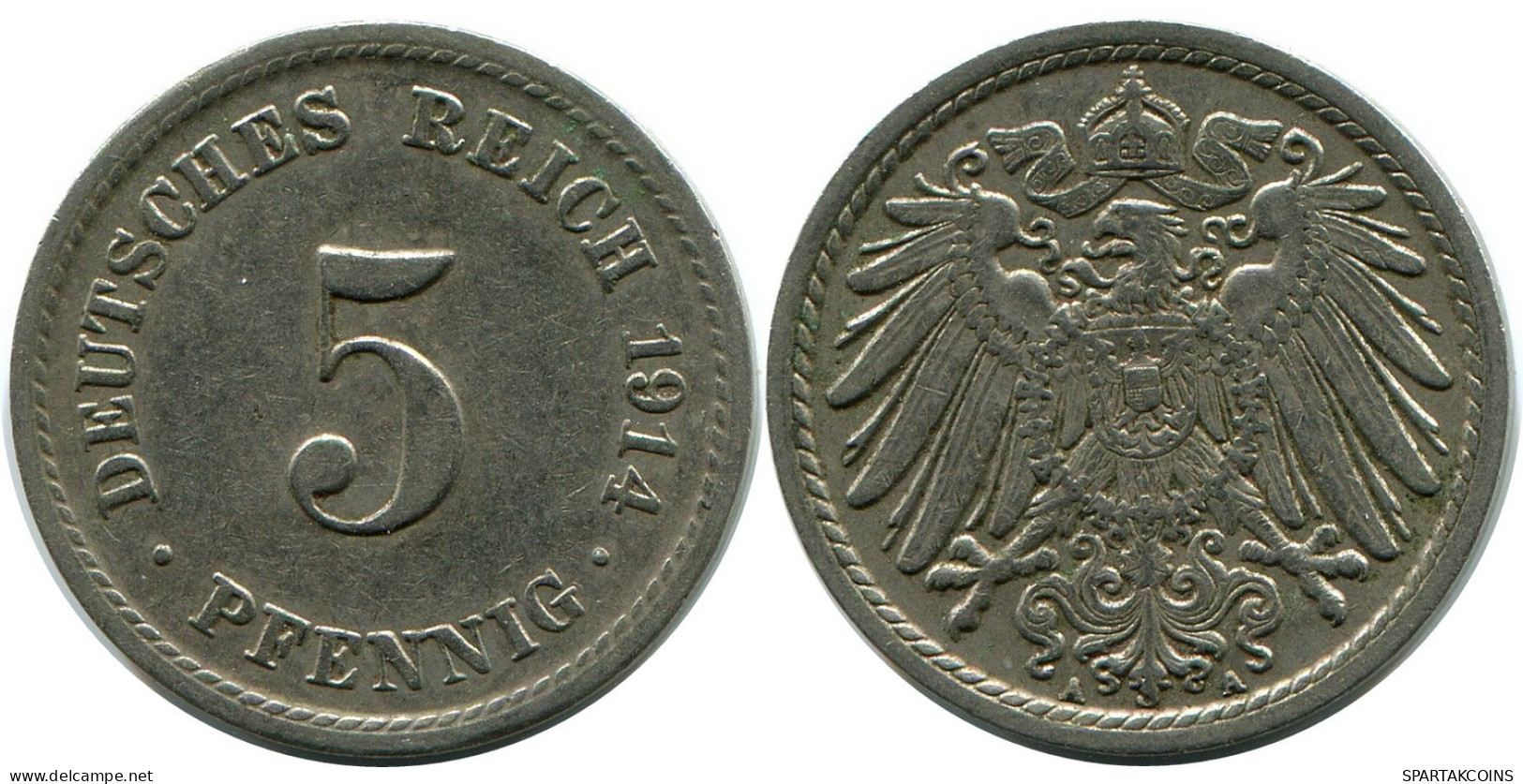 5 PFENNIG 1914 A GERMANY Coin #DB214.U.A - 5 Pfennig