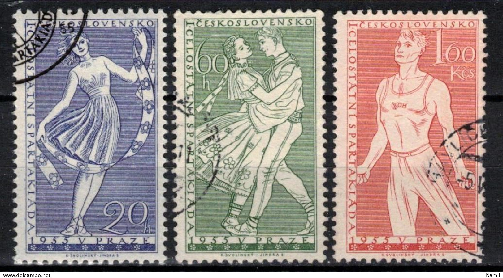 Tchécoslovaquie 1955 Mi 917-9 (Yv 812-4), Obliteré, - Used Stamps