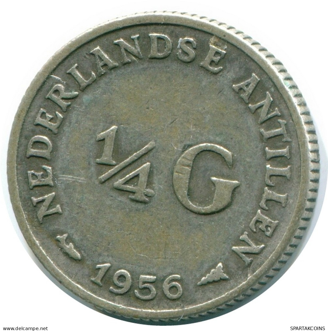 1/4 GULDEN 1956 NETHERLANDS ANTILLES SILVER Colonial Coin #NL10935.4.U.A - Netherlands Antilles