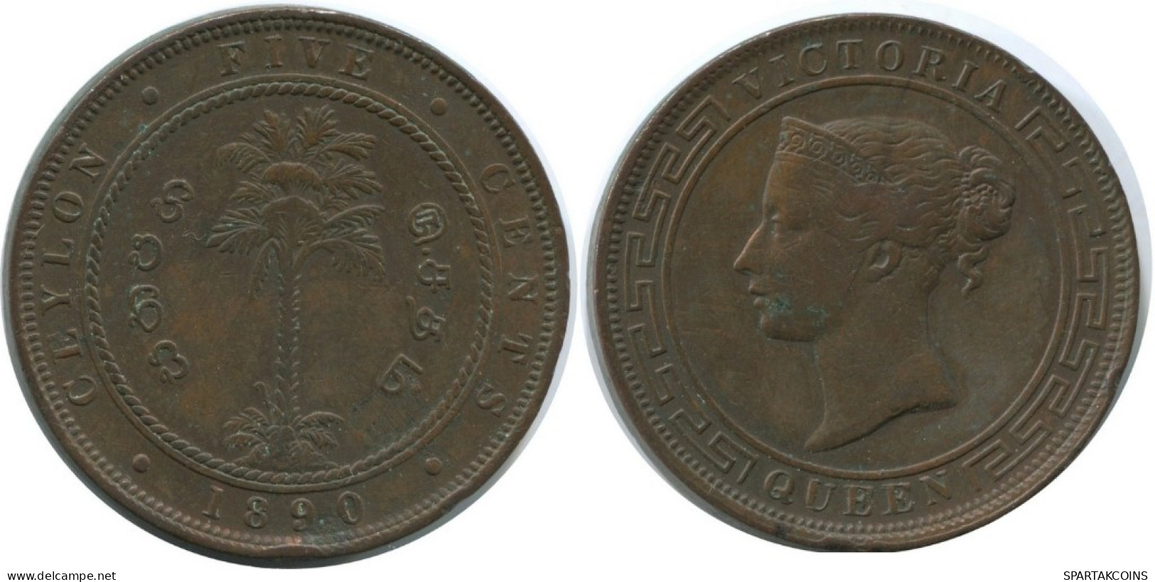 5 CENTS 1890 CEYLON Victoria (1837-1901) Münze #AE798.16.D.A - Sonstige – Asien