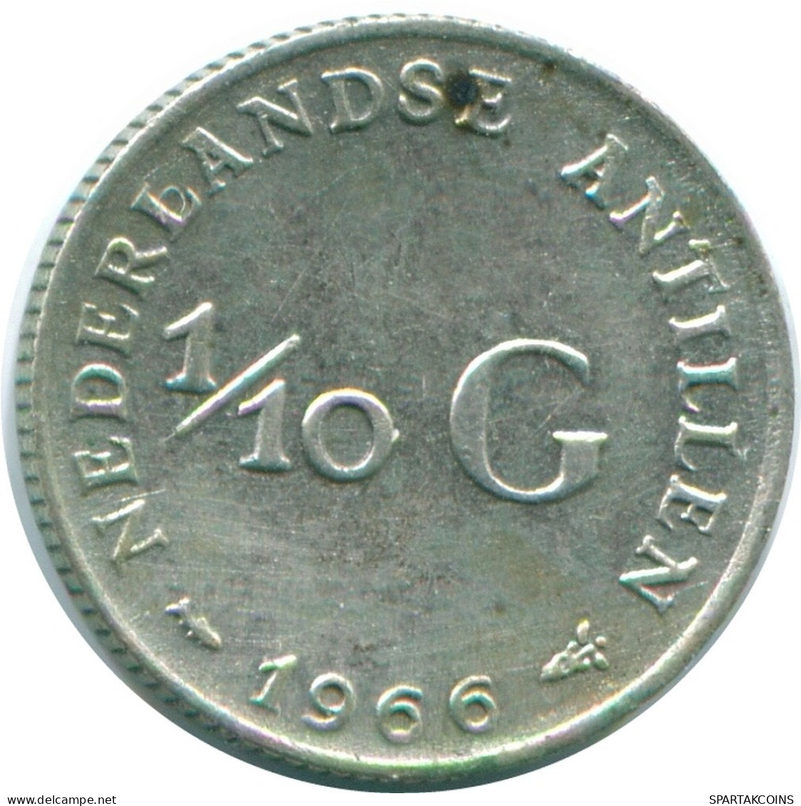 1/10 GULDEN 1966 NIEDERLÄNDISCHE ANTILLEN SILBER Koloniale Münze #NL12764.3.D.A - Netherlands Antilles
