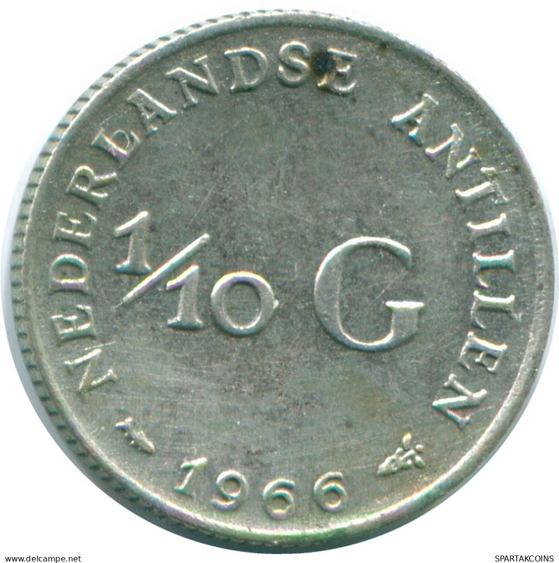 1/10 GULDEN 1966 NIEDERLÄNDISCHE ANTILLEN SILBER Koloniale Münze #NL12764.3.D.A - Niederländische Antillen