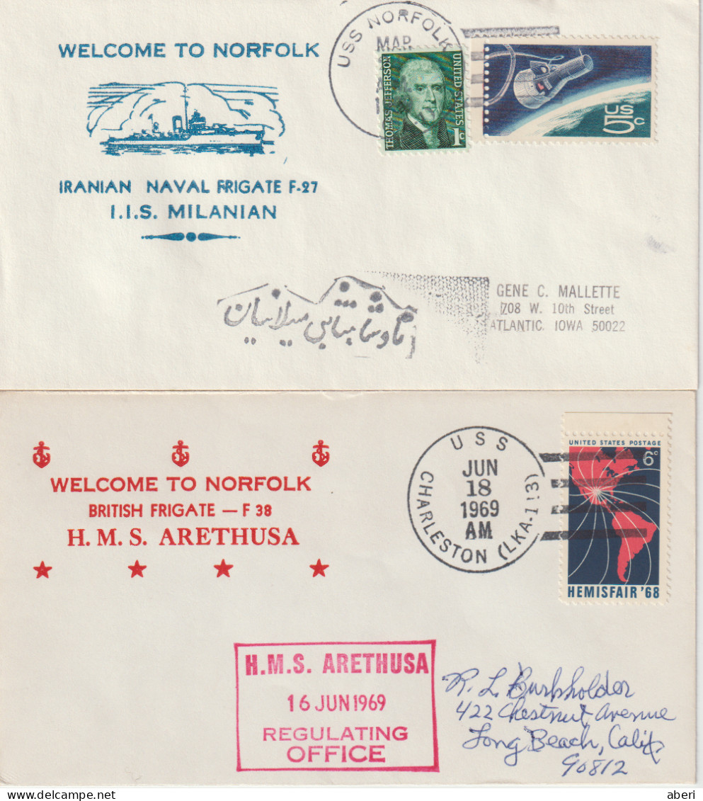 16018  WELCOME TO NORFOLK - 6 Enveloppes : GRECIAN; KOREAN; PORTUGUESE; NORVEGIEN: IRANIAN; BRITISH - Seepost