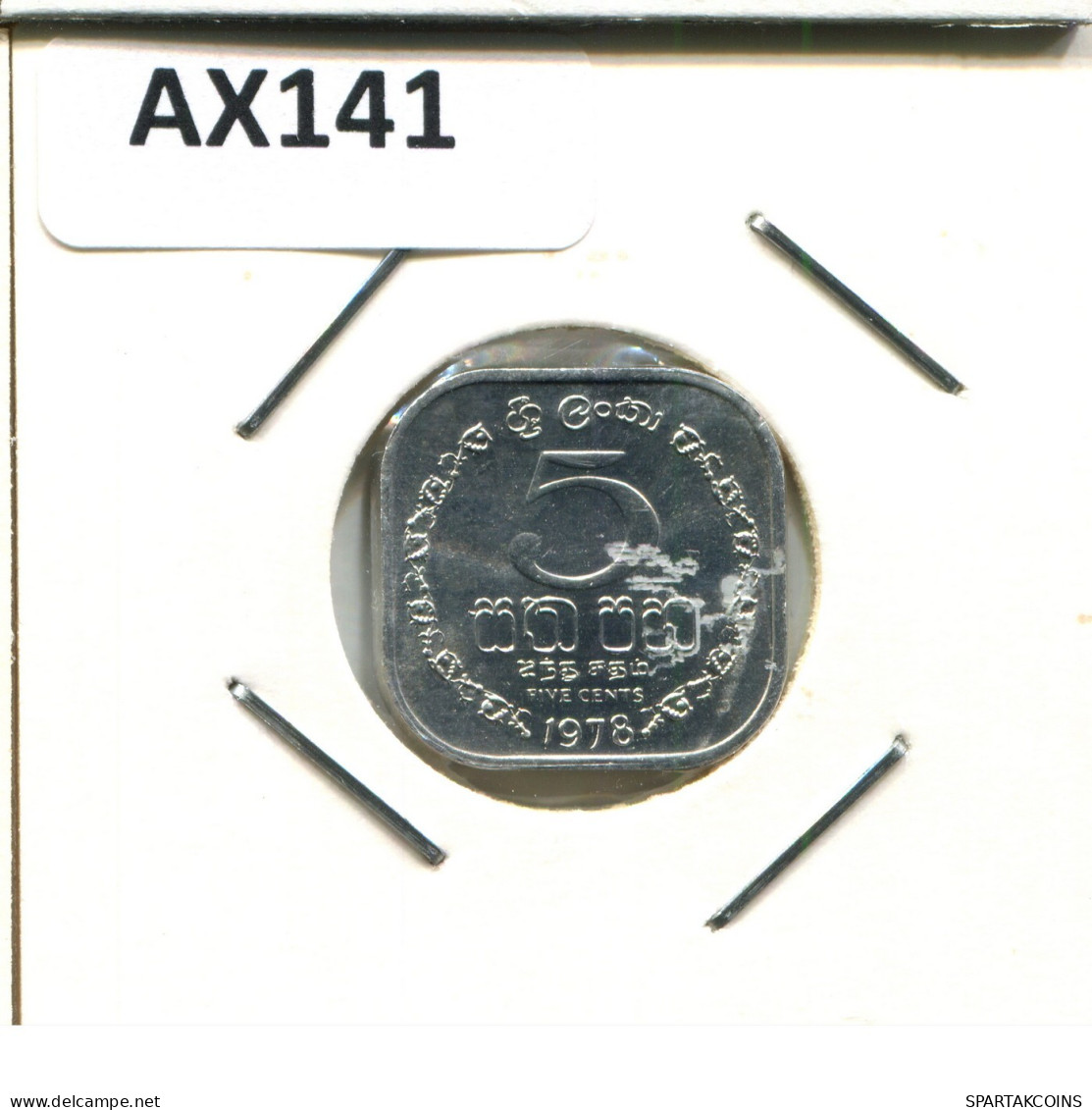 5 CENTS 1978 SRI LANKA Coin #AX141.U.A - Sri Lanka