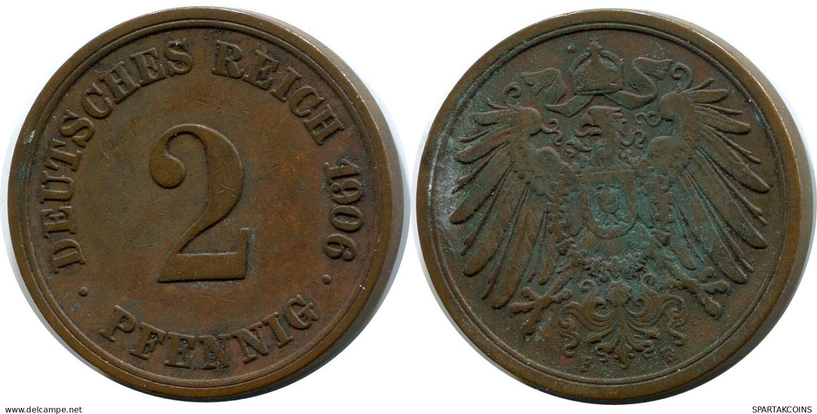 2 PFENNIG 1906 F DEUTSCHLAND Münze GERMANY #DB131.D.A - 2 Pfennig