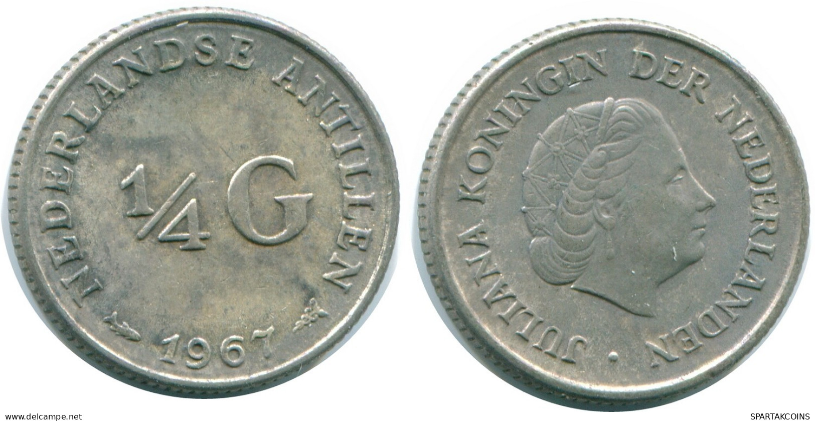 1/4 GULDEN 1967 ANTILLAS NEERLANDESAS PLATA Colonial Moneda #NL11555.4.E.A - Antille Olandesi