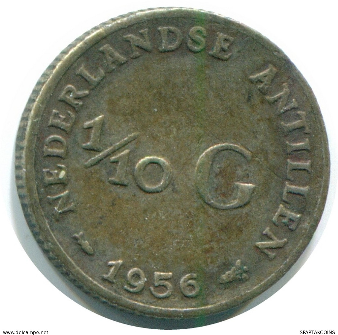 1/10 GULDEN 1956 ANTILLES NÉERLANDAISES ARGENT Colonial Pièce #NL12126.3.F.A - Netherlands Antilles