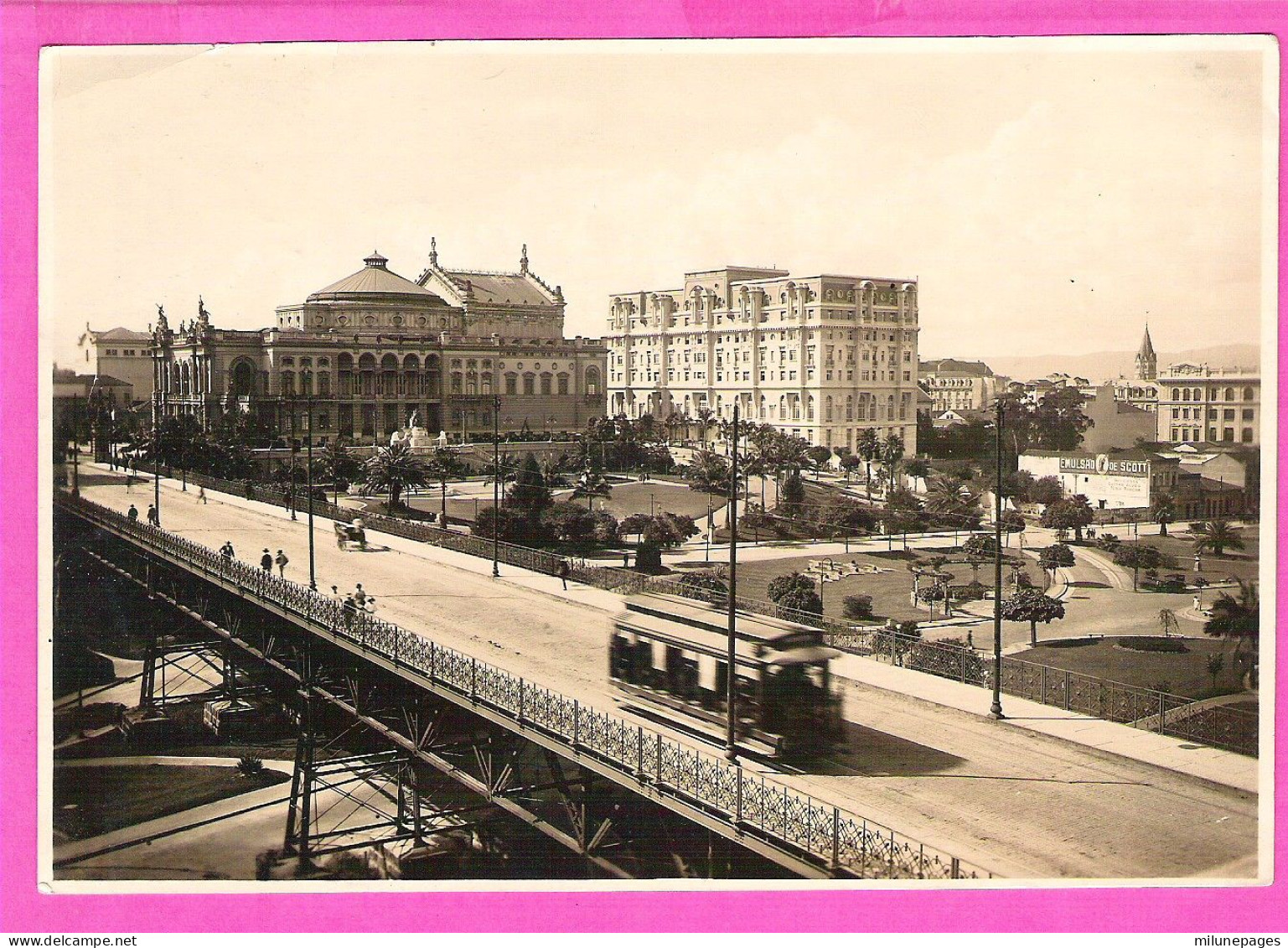 Bresil Brasil Grande Photo Type Carte Postale De Sao Paulo Mairie Et Viaduc Municipal E Viaducto Tramway - São Paulo