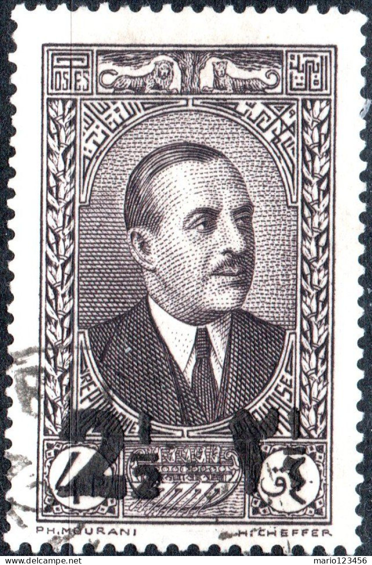 LIBANO, LEBANON, PRESIDENTE EMILE EDDE, 1938, USATI Scott:LB 146, Yt:FR-LB 158 - Usados