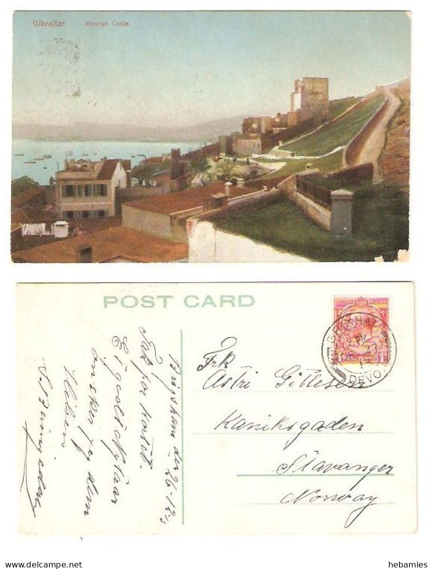 GIBRALTAR - MOORISH CASTLE - Posted To Norway 1913 - - Gibilterra