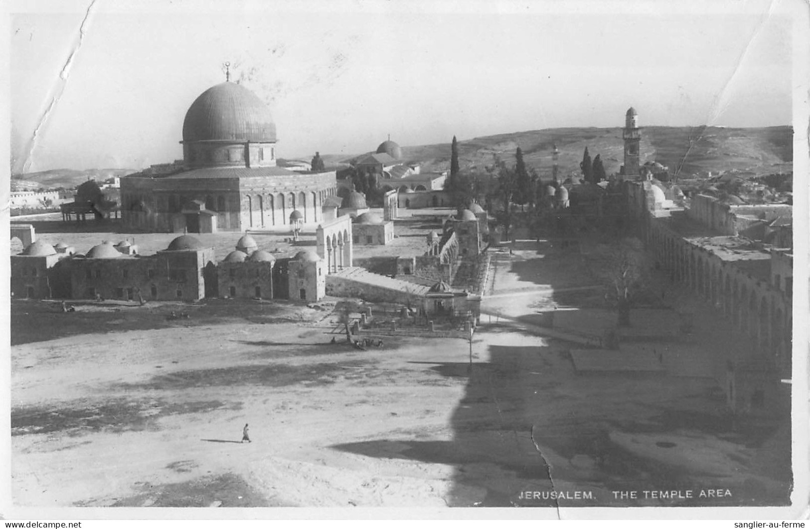 CPA / ISRAEL / JERUSALEM / CARTE PHOTO / THE TEMPLE AREA / TIMBRE PALESTINE AU VERSO - Palestine