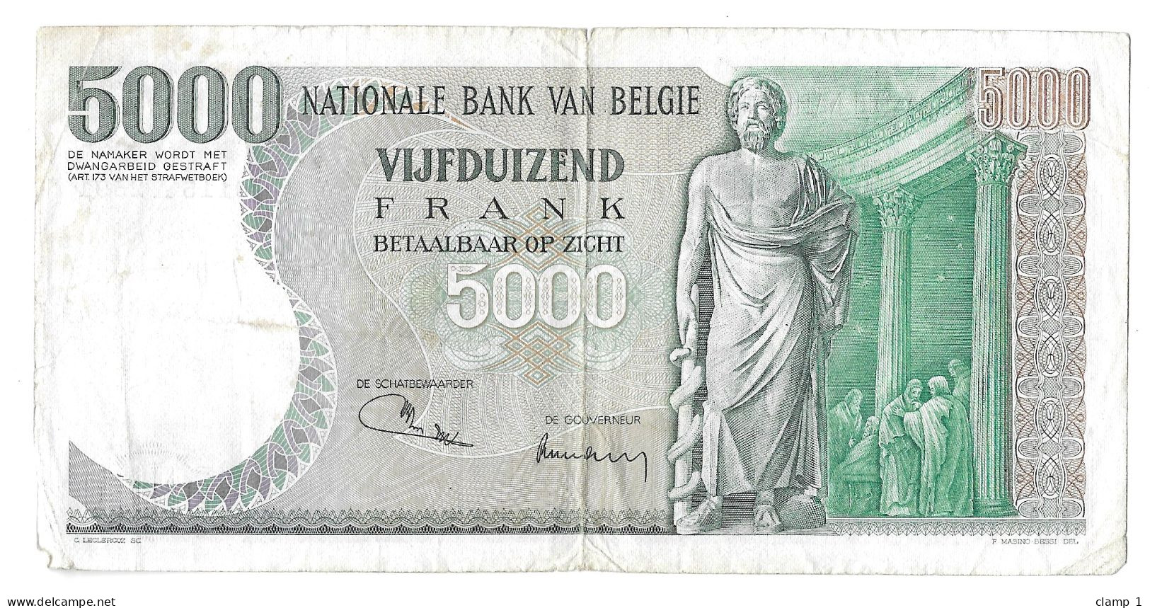 BELGIQUE **BILLET DE 5000 FRANCS 1973 ** USAGÉ MAIS ASSEZ BEL ETAT ** - 5000 Francos