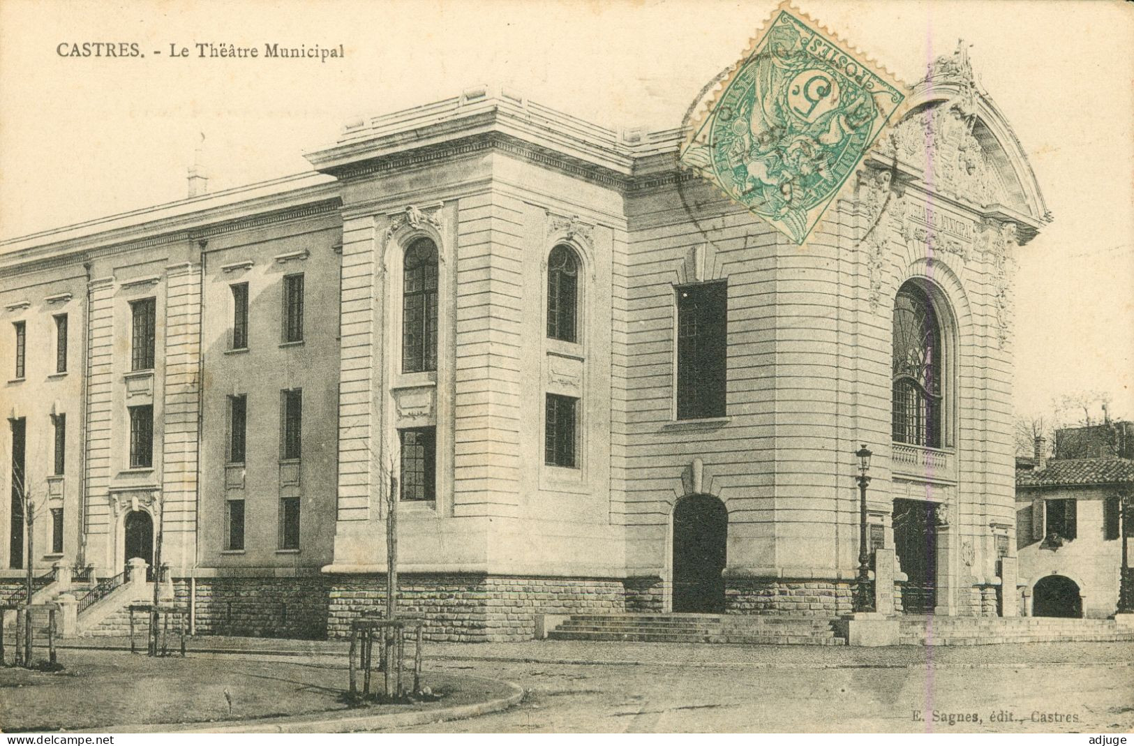 CPA-CASTRES -Le Théâtre Municipal - Edit. Sagnes * TàD 1906 * TBE * 2 Scans - Castres