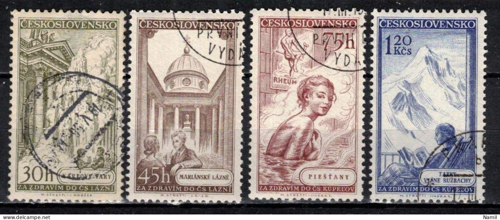 Tchécoslovaquie 1956 Mi 958-61 (Yv 848-51), Obliteré, - Gebraucht