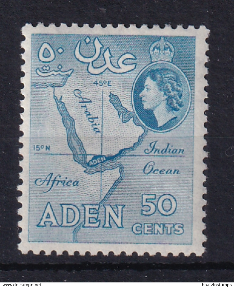 Aden: 1953/63   QE II - Pictorial    SG58   50c   Dull Blue     MH - Aden (1854-1963)