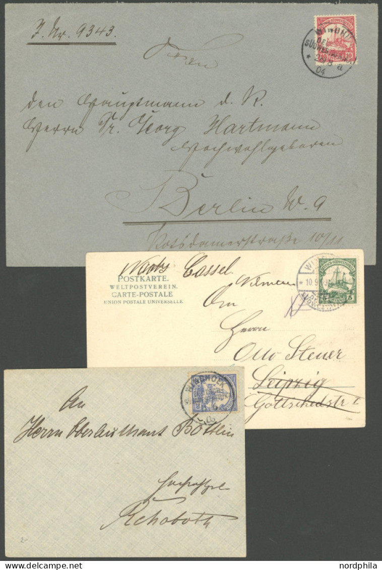 DSWA 13/4,25 BRIEF, WINDHUK (1903-09), 3 Verschiedene Stempel Auf 3 Belegen, Pracht - German South West Africa