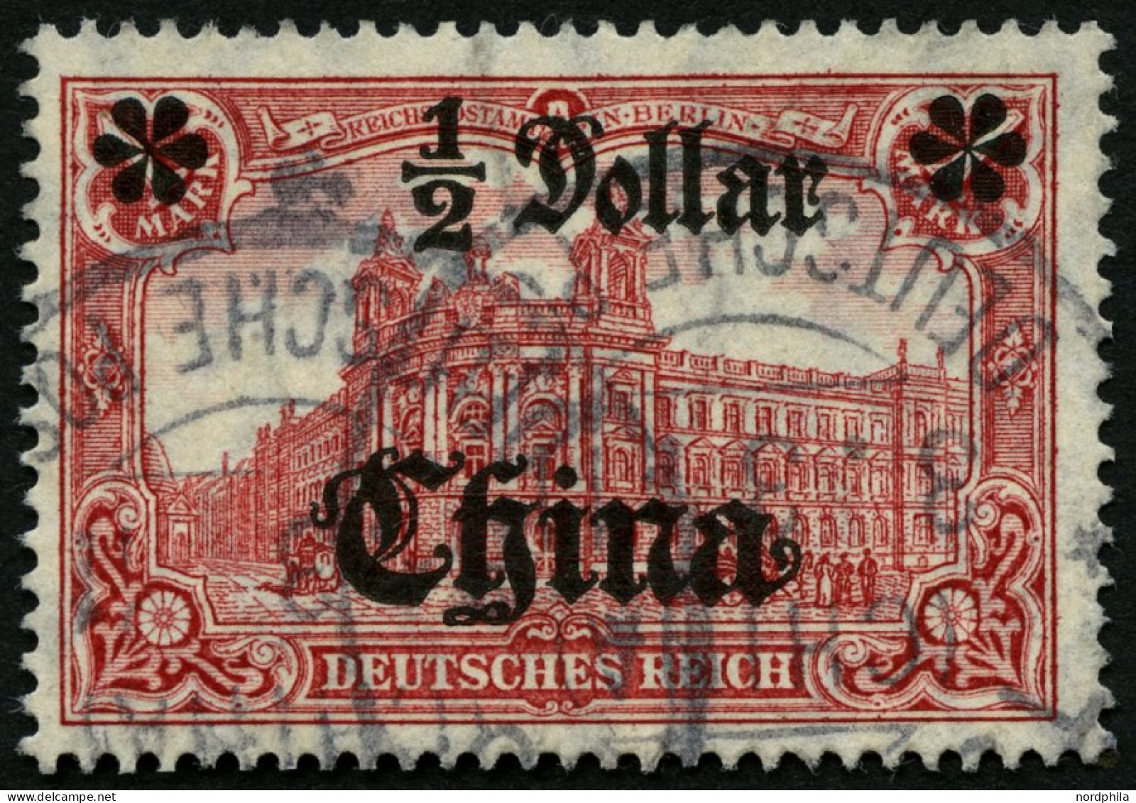 DP CHINA 44IAI O, 1906, 1/2 D. Auf 1 M., Mit Wz., Friedensdruck, Abstand 9 Mm, Pracht, Mi. 50.- - Chine (bureaux)