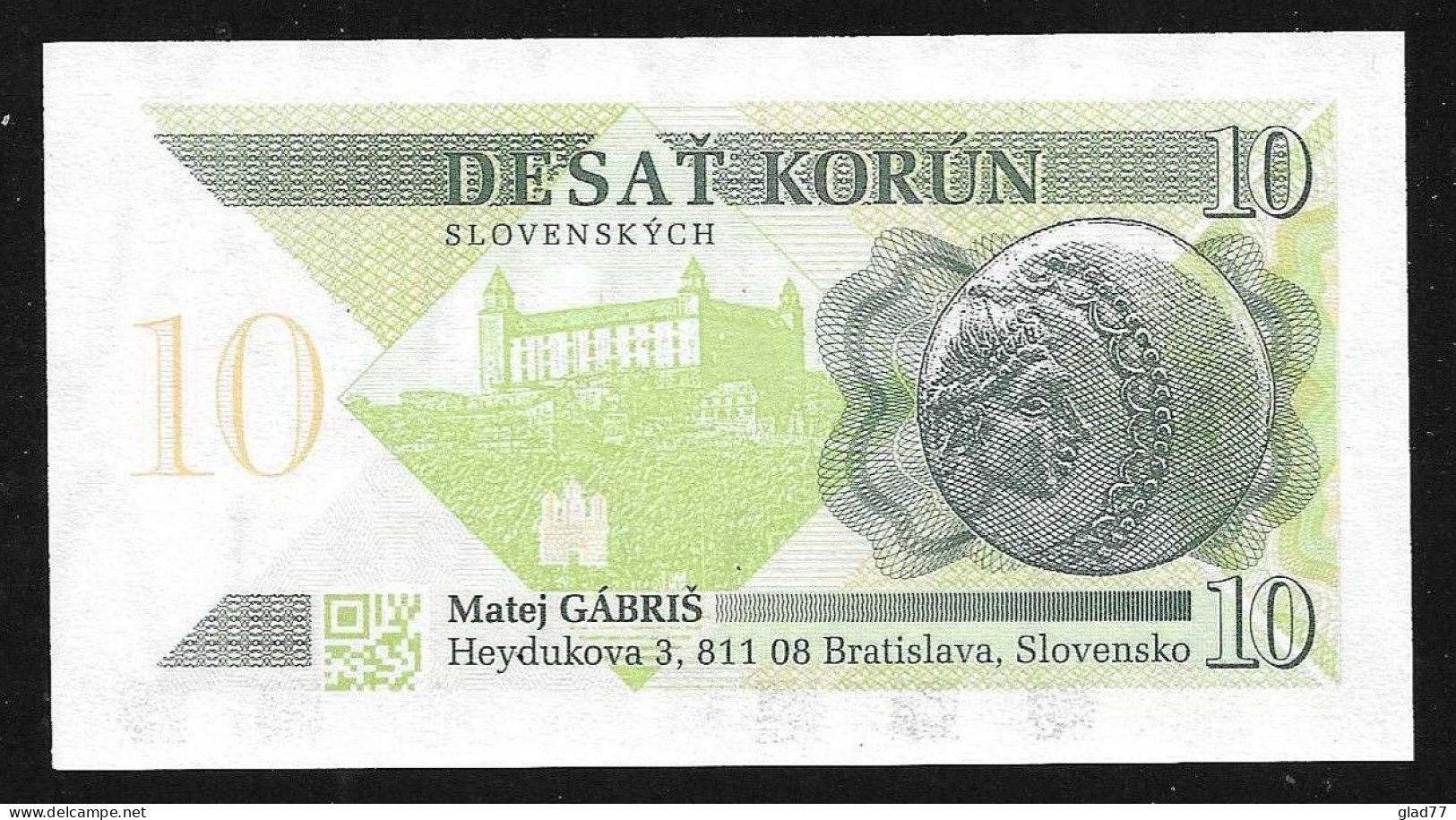 SLOVENIA Matej Gabris 10 KORUN Test Note 2013 Portrait Gabris Slovensko Slovenskych - Slowenien