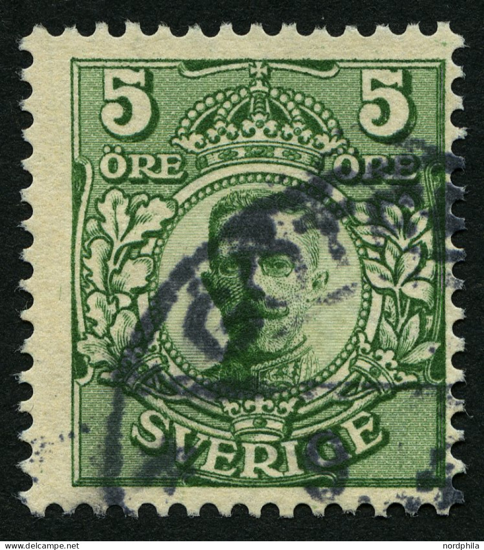 SCHWEDEN 60 O, 1911, 5 Ö. Grün, Wz. Krone, Pracht, Mi. 35.- - Gebraucht