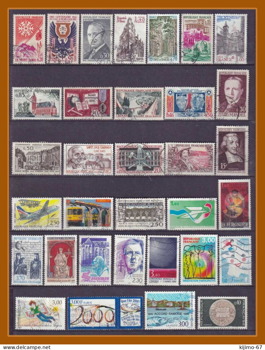 FRANCE Beau Lot 33 Timbres Oblitérés Commémoratifs - Lots & Kiloware (mixtures) - Max. 999 Stamps