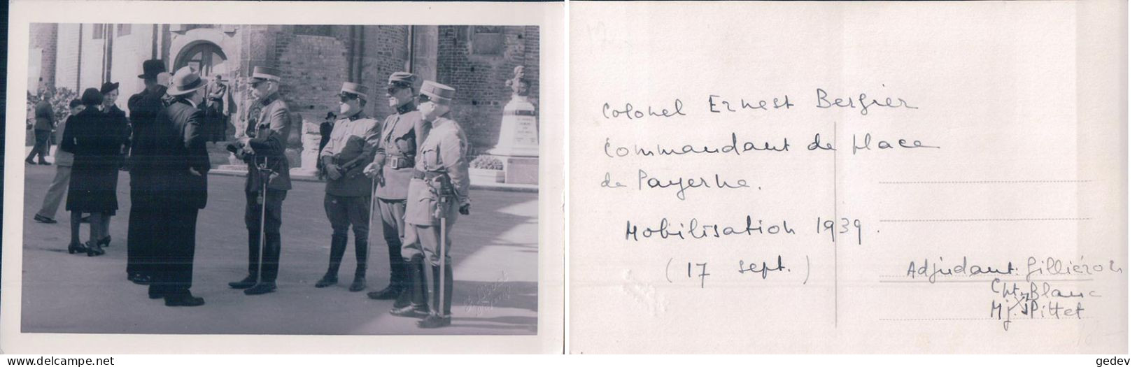 Armée Suisse, Payerne VD, Mobilisation Le 17.9.1939, Commandant Colonel Bergier Et Autres Officiers (17939) - Guerra 1939-45