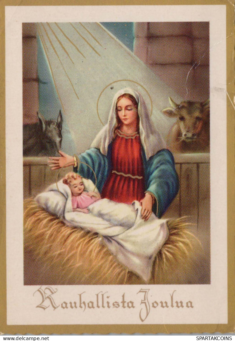 Jungfrau Maria Madonna Jesuskind Weihnachten Religion Vintage Ansichtskarte Postkarte CPSM #PBP956.A - Virgen Mary & Madonnas