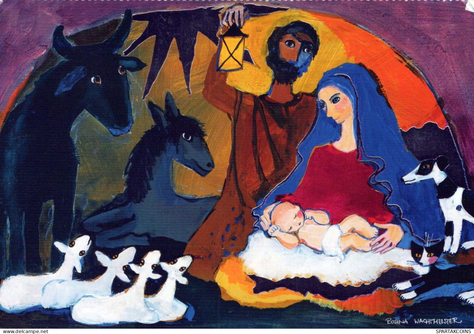 Jungfrau Maria Madonna Jesuskind Weihnachten Religion Vintage Ansichtskarte Postkarte CPSM #PBP796.A - Vierge Marie & Madones