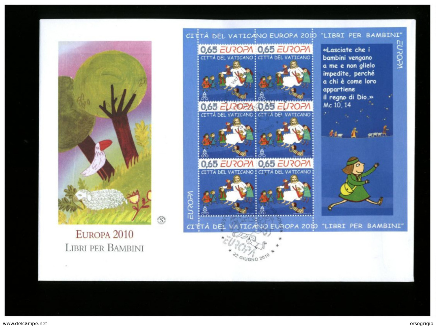 VATICANO - N° 2 Buste FDC - 2010 - LIBRI PER BAMBINI - FOGLIETTO - FDC