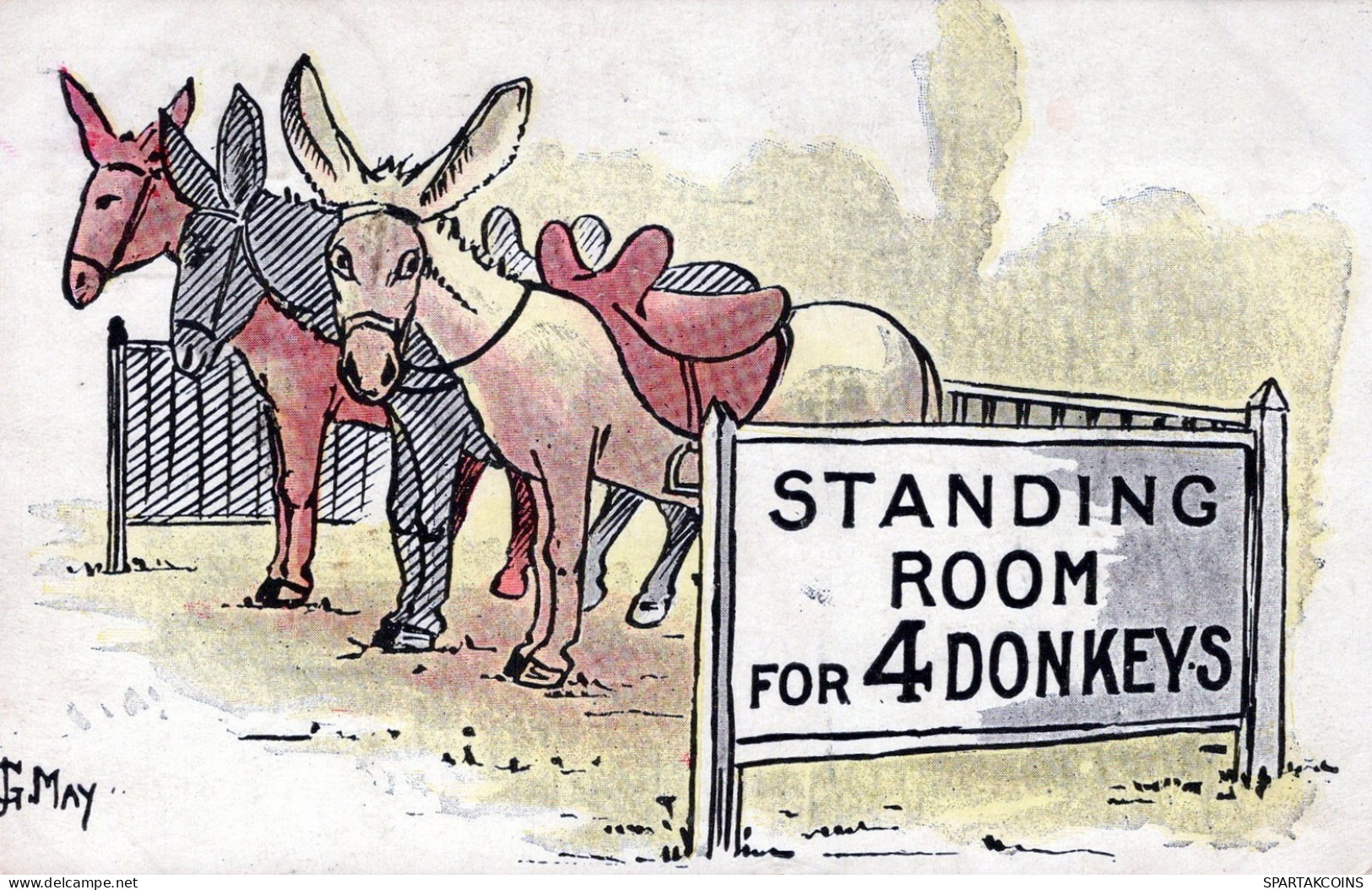 BURRO Animales Vintage Antiguo CPA Tarjeta Postal #PAA306.A - Donkeys