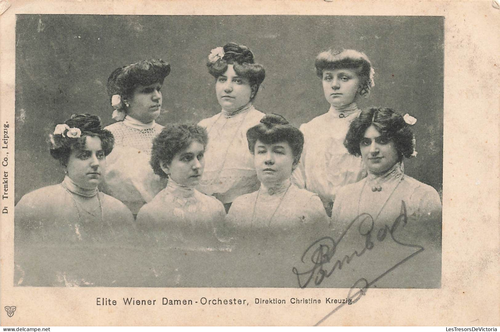 CELEBRITES - Chanteurs & Musiciens-Elite Wiener Damen -Orchester - Direktion Christine Kreuzig - Carte Postale Ancienne - Singers & Musicians