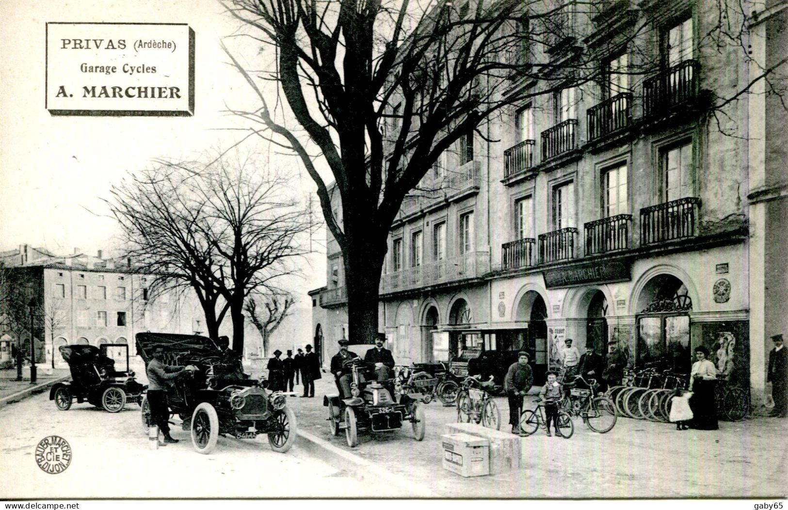 CPA.07.ARDECHE.PRIVAS.BICYCLETTES.MACHINES A COUDRE.GARAGE A.MARCHIER.CARTE PUBLICITAIRE. - Privas