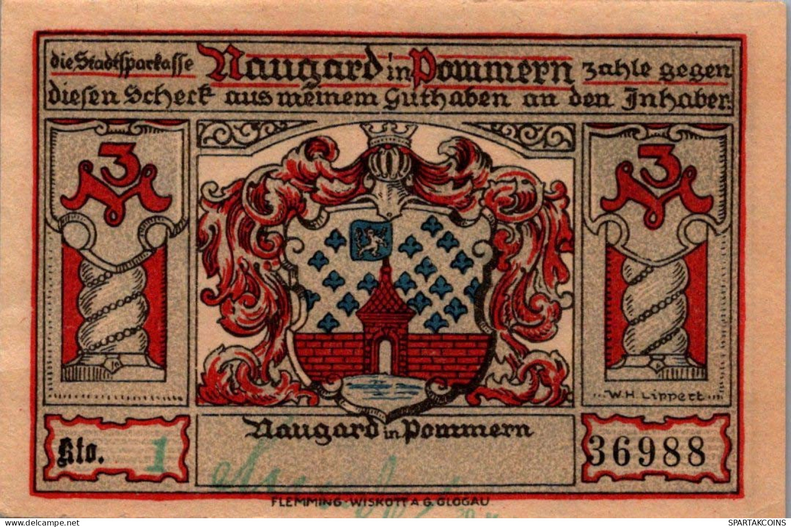 3 MARK 1914-1924 Stadt NAUGARD Pomerania UNC DEUTSCHLAND Notgeld Banknote #PD236 - [11] Emissioni Locali