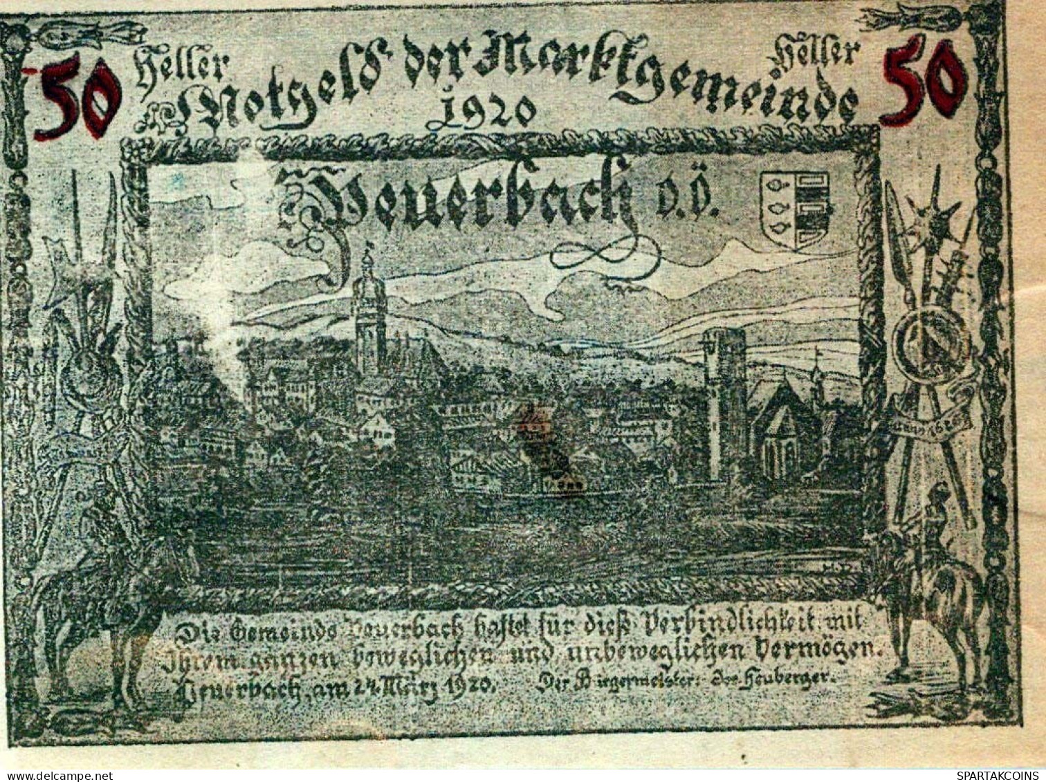 50 HELLER 1920 Stadt PEUERBACH Oberösterreich Österreich Notgeld Banknote #PE337 - [11] Emissioni Locali