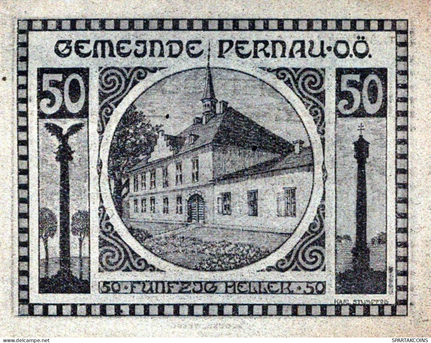 50 HELLER 1920 Stadt PERNAU Oberösterreich Österreich Notgeld Papiergeld Banknote #PG660 - [11] Emissioni Locali