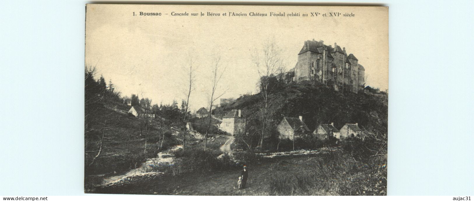 Dép 23 - Chateaux - Boussac - Cascade Sur Le Bérou Et L'ancien Château Féodal Rebâti Au XVè Et XVIè Siècle - état - Boussac