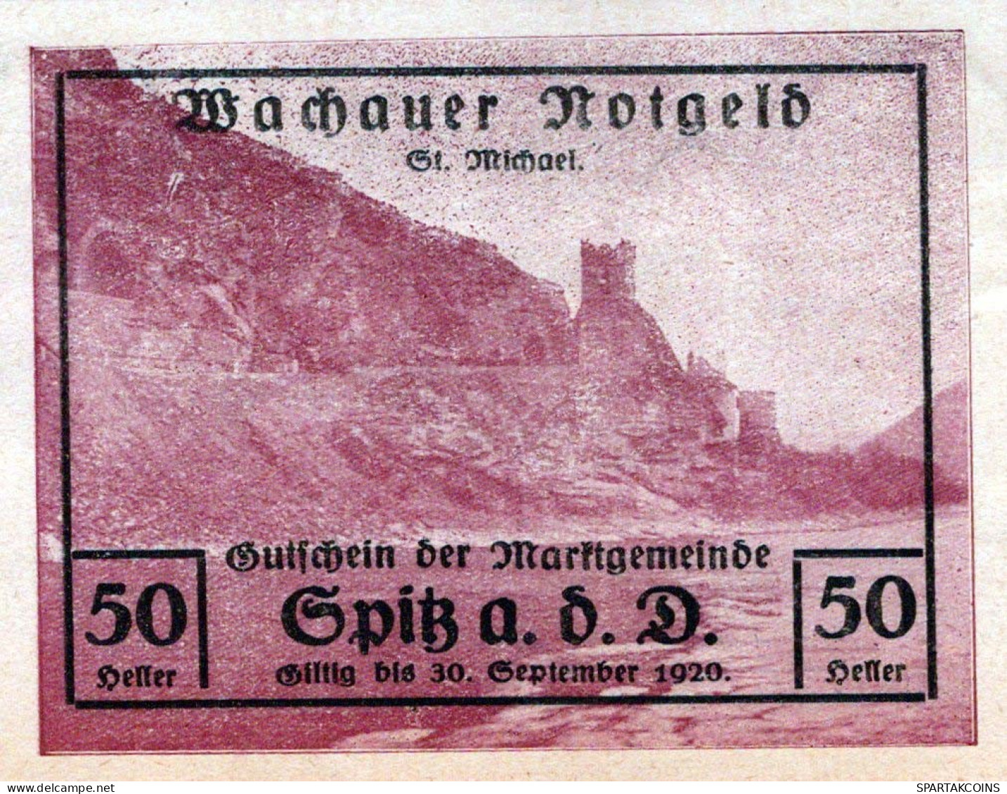 50 HELLER 1920 Stadt WACHAU Niedrigeren Österreich Notgeld Banknote #PF278 - [11] Emisiones Locales