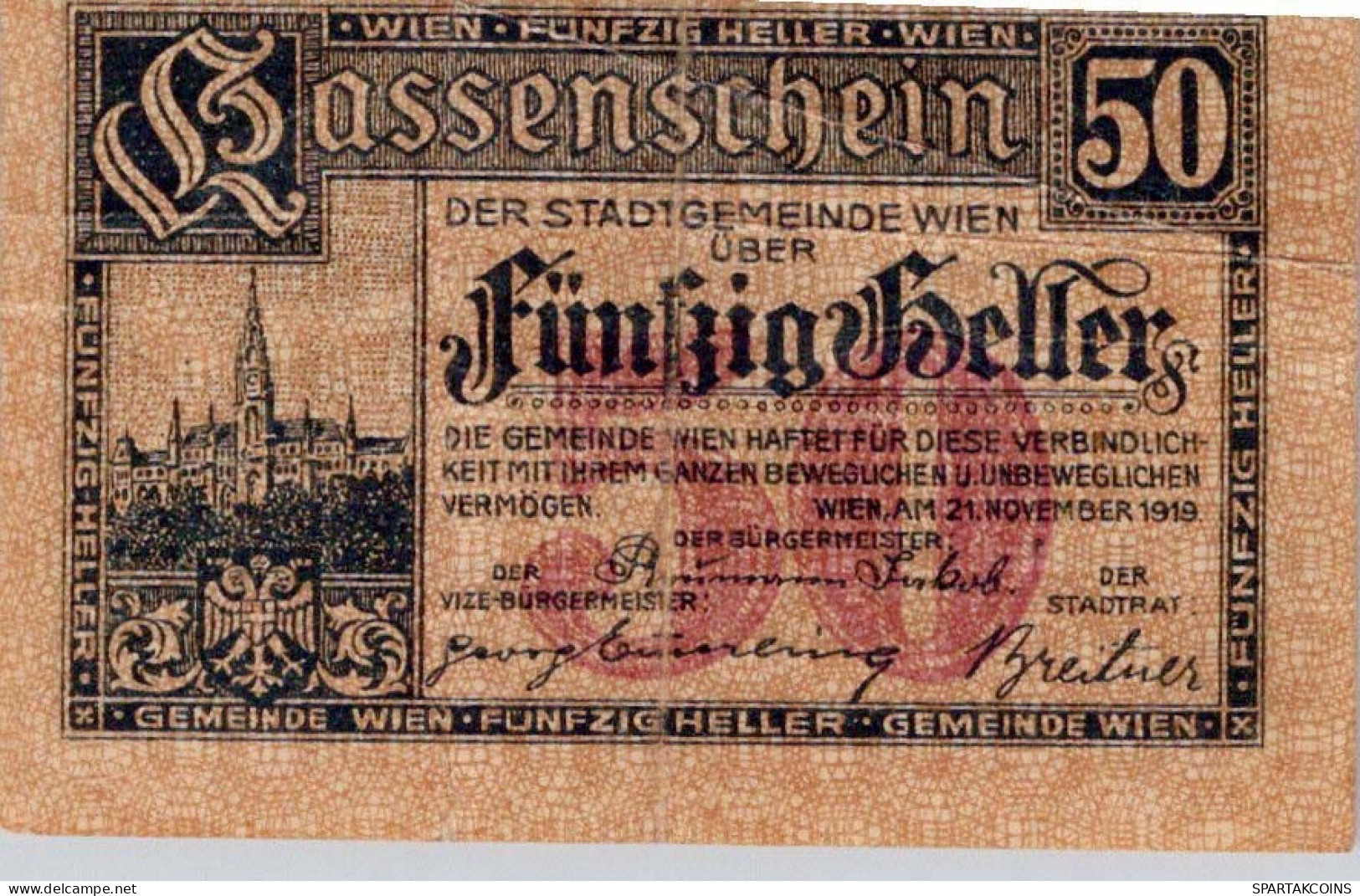 50 HELLER 1920 Stadt WACHAU Niedrigeren Österreich Notgeld Banknote #PD948 - [11] Emisiones Locales