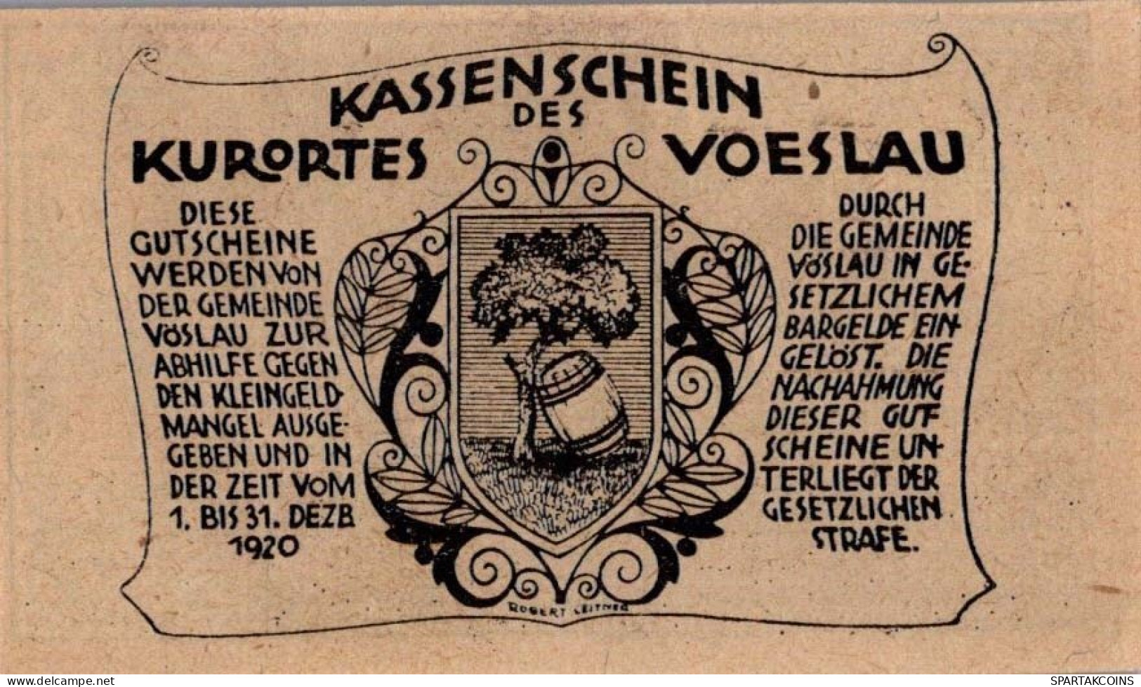 50 HELLER 1920 Stadt VÖSLAU Niedrigeren Österreich Notgeld Papiergeld Banknote #PG732 - [11] Emisiones Locales