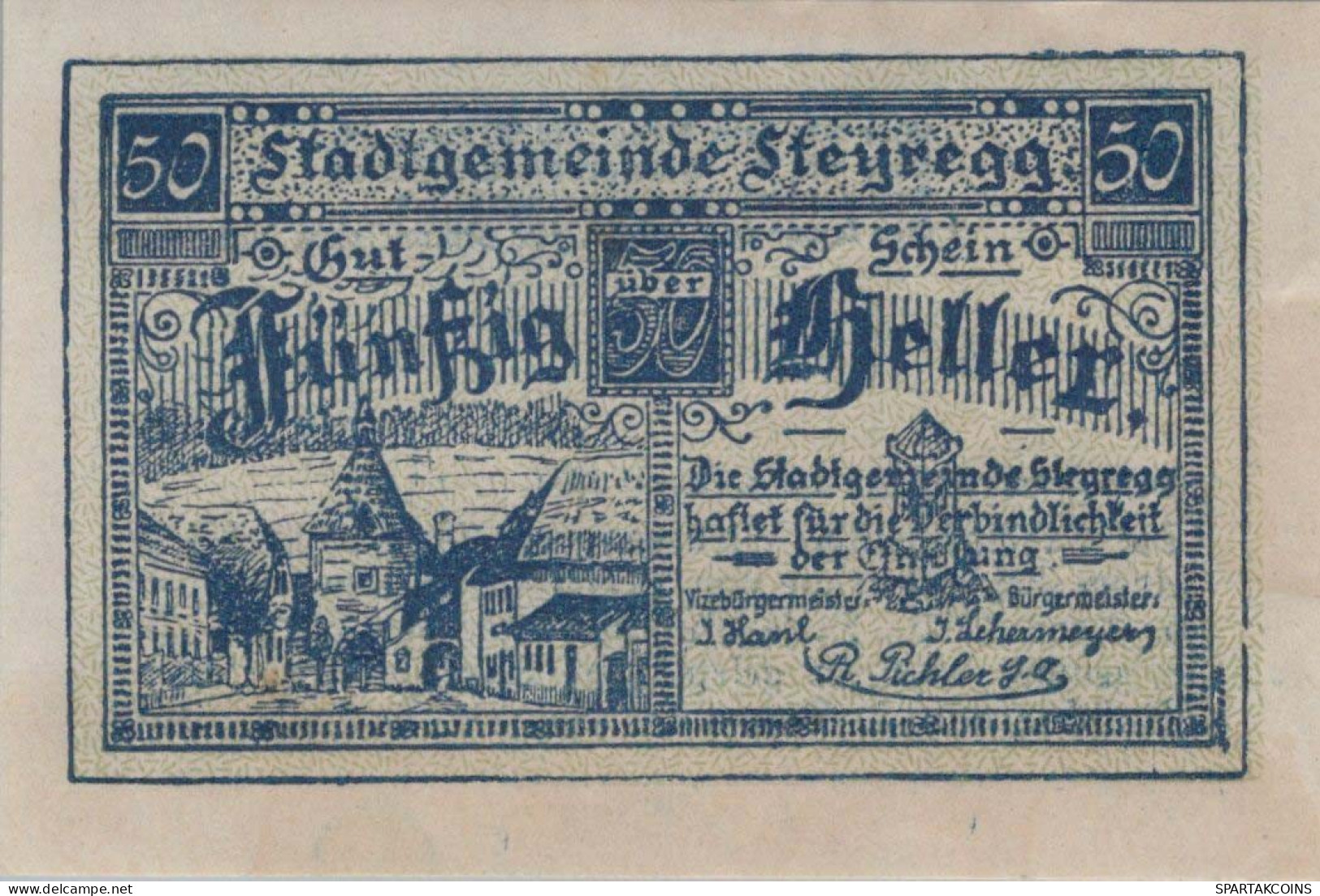 50 HELLER 1920 Stadt STEYREGG Oberösterreich Österreich Notgeld Banknote #PE614 - [11] Emisiones Locales