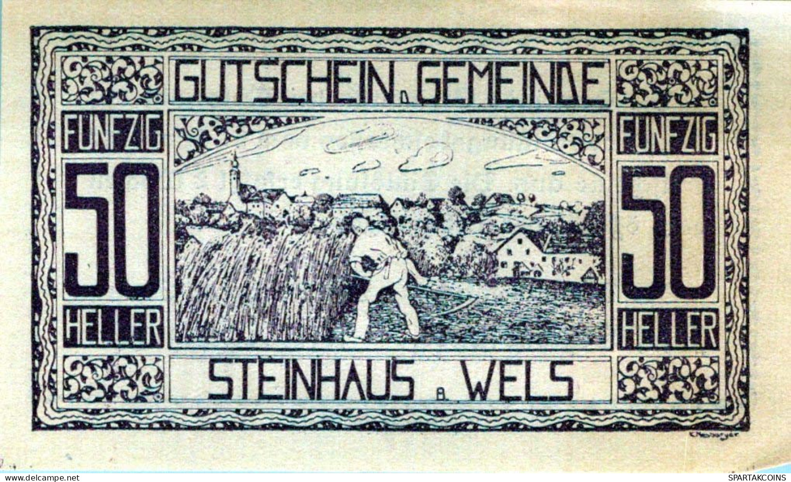 50 HELLER 1920 Stadt STEINHAUS BEI WELS Oberösterreich Österreich Notgeld Papiergeld Banknote #PG703 - [11] Emisiones Locales
