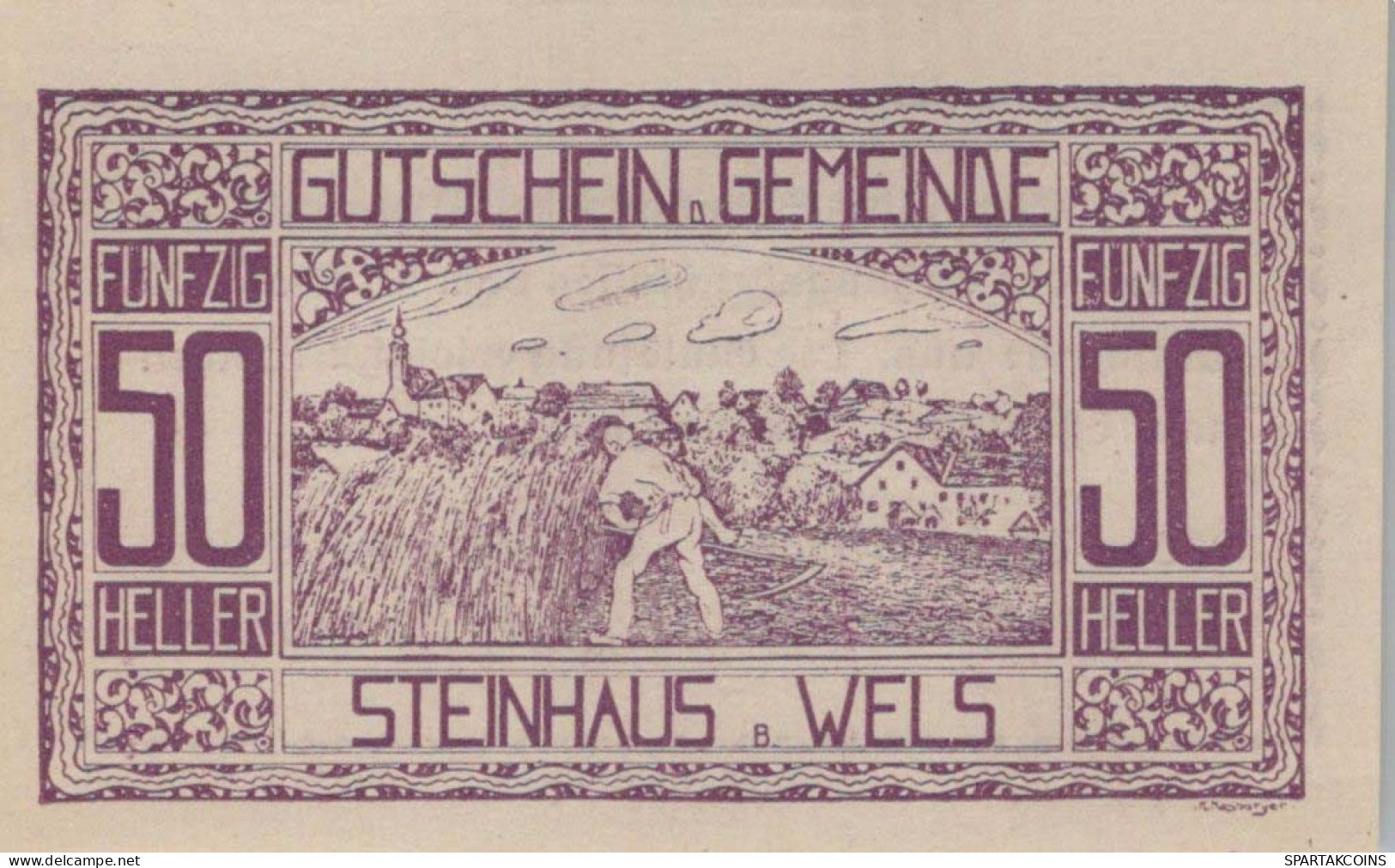 50 HELLER 1920 Stadt STEINHAUS BEI WELS Oberösterreich Österreich UNC Österreich #PH097 - [11] Emisiones Locales